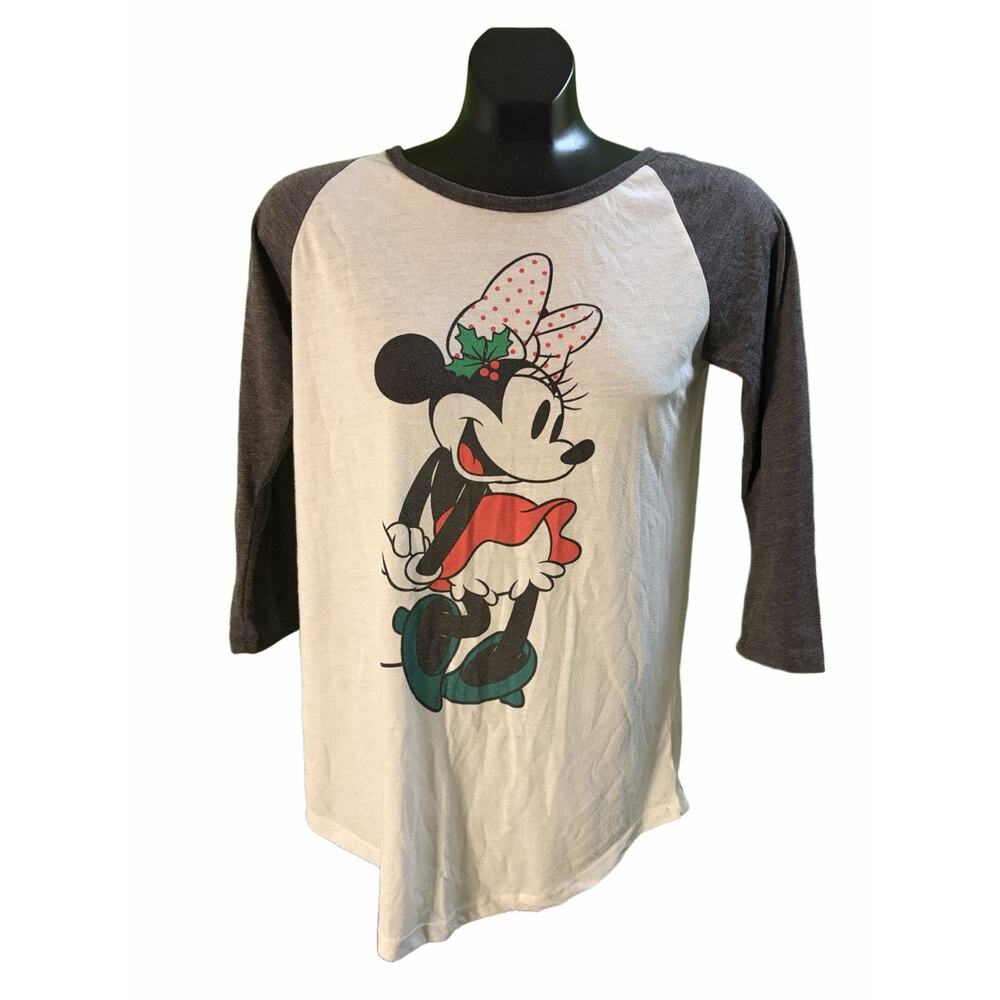 Disney Minnie Mouse Christmas Raglan 3/4 Sleeve